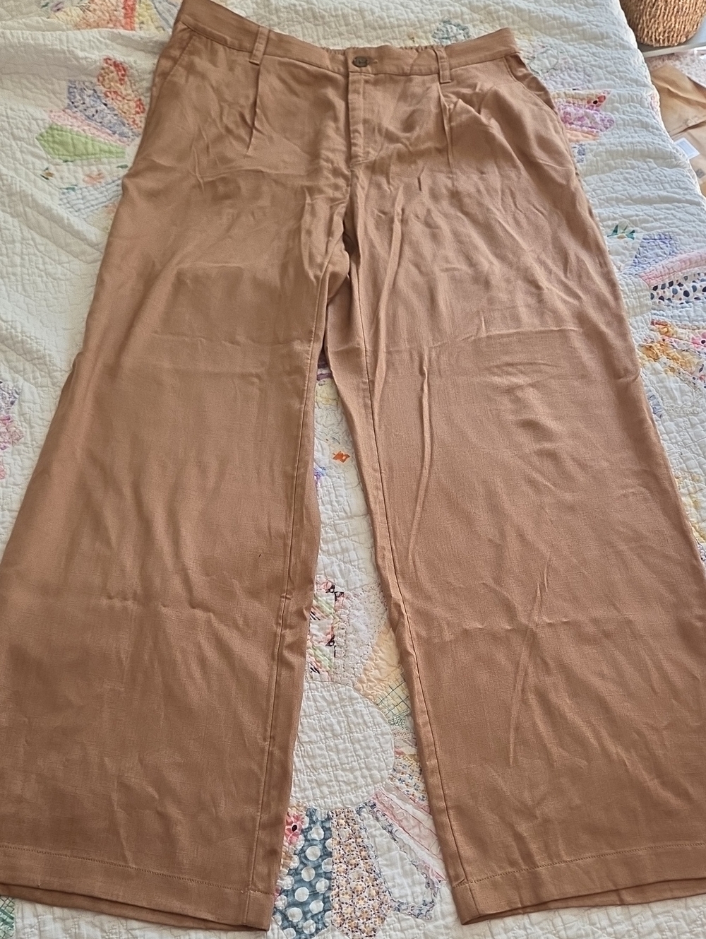 Lands' End Wide-Leg Pants in Tan